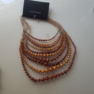 Multilayered wooden necklace